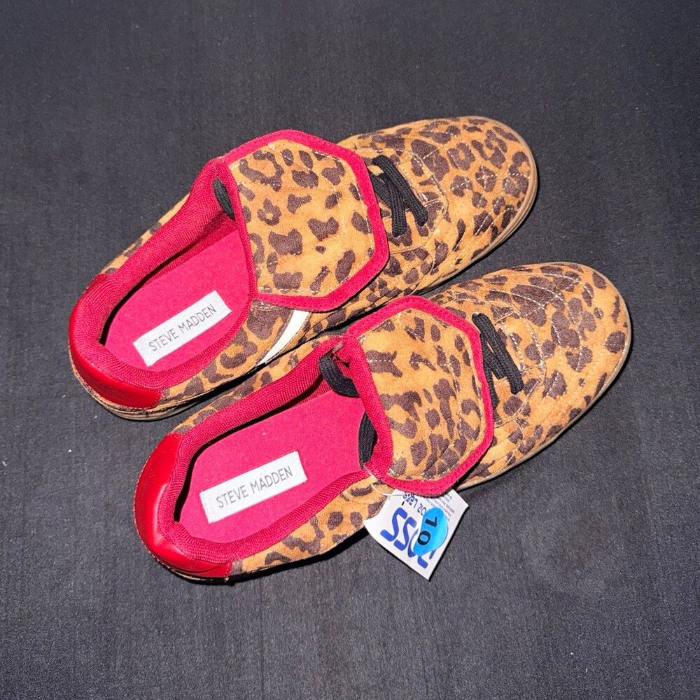 Steve Madden Women’s Size 10 Leopard Print Sneakers Brown Red Casual Shoes